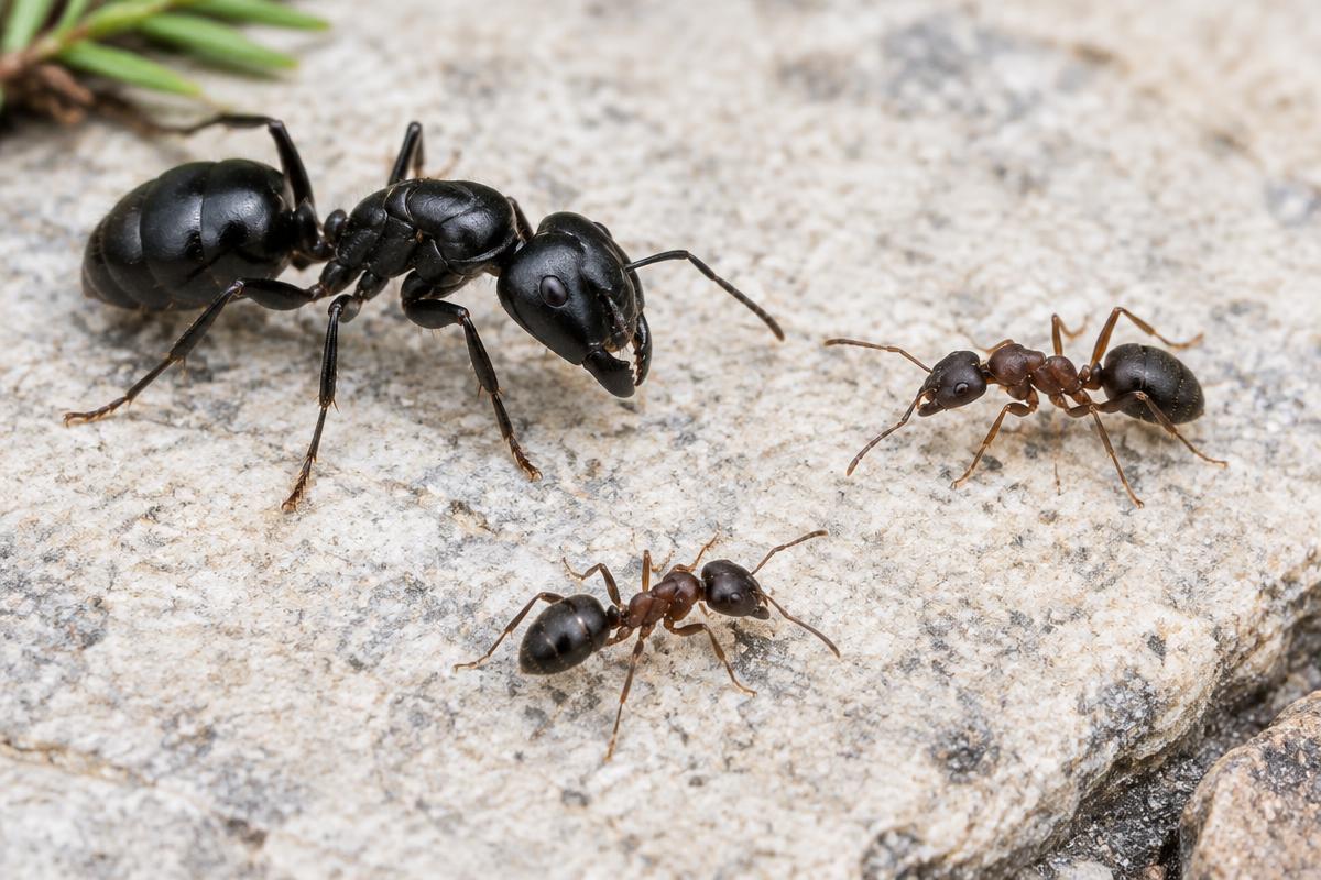 Common household ants on stone